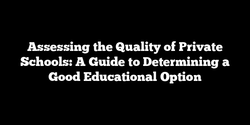 Assessing the Quality of Private Schools: A Guide to Determining a Good Educational Option